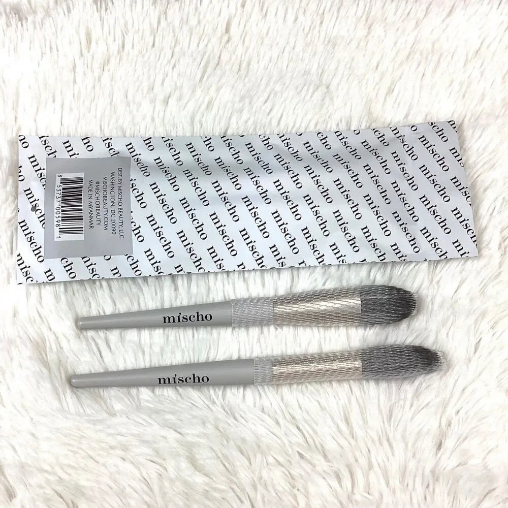 Mischo Beauty Blush Brush Set Grey Cream Liquid Powder 2pc NEW M101 M102